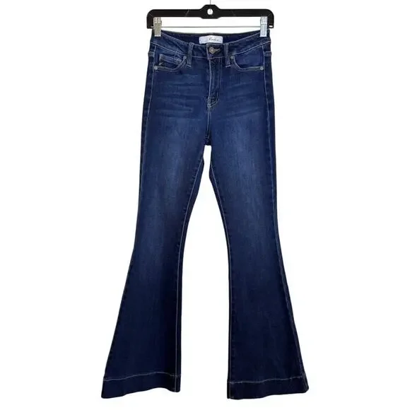 Kancan Rocane High Rise Flare Jeans Size 26 High Rise Stretch  Dark Blue - Picture 3 of 11